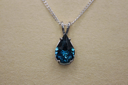 London blue topaz on a sterling silver necklace
