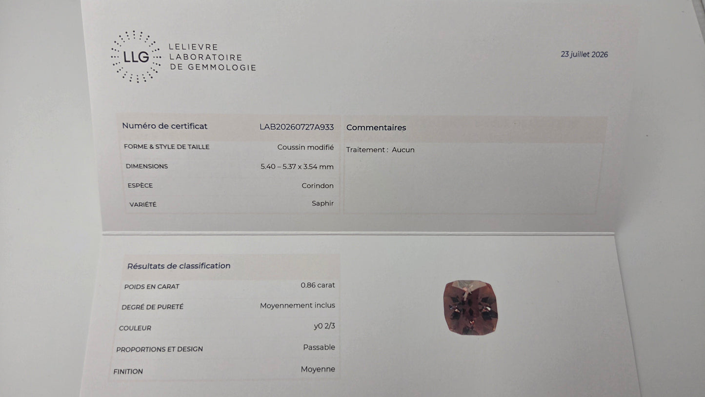 Saphir du Madagascar 0.86ct