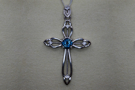 Necklace with a blue tourmaline from Maine