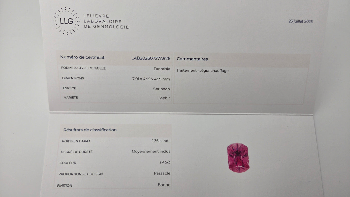 Saphir du Madagascar 1.36ct