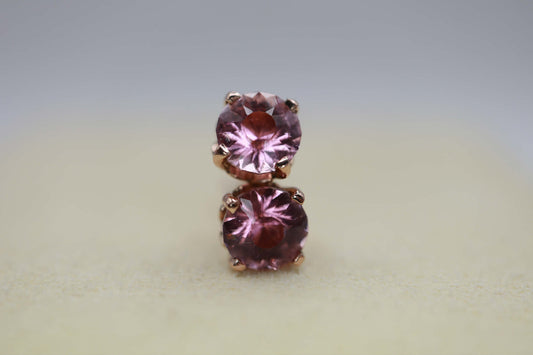 boucle d'oreille or rose 14k avec tourmaline du nigeria